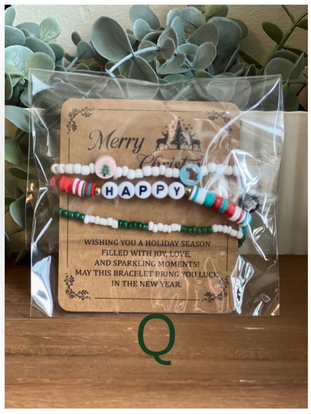 Merry Christmas Beaded Clay Bracelets, Various Designs, Choose One - Picture 14 of 16